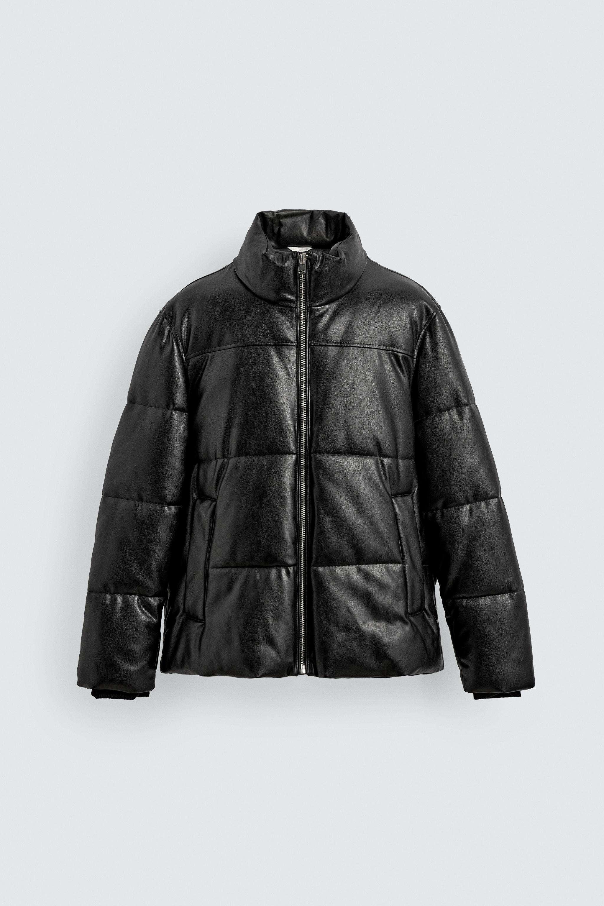 FAUX LEATHER PUFFER JACKET